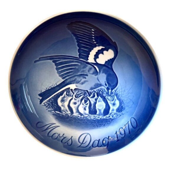 Vintage Bing Grondahl Mothers Day Mors Dag 1970 Porcelain Collectors Plate Birds - Picture 1 of 7